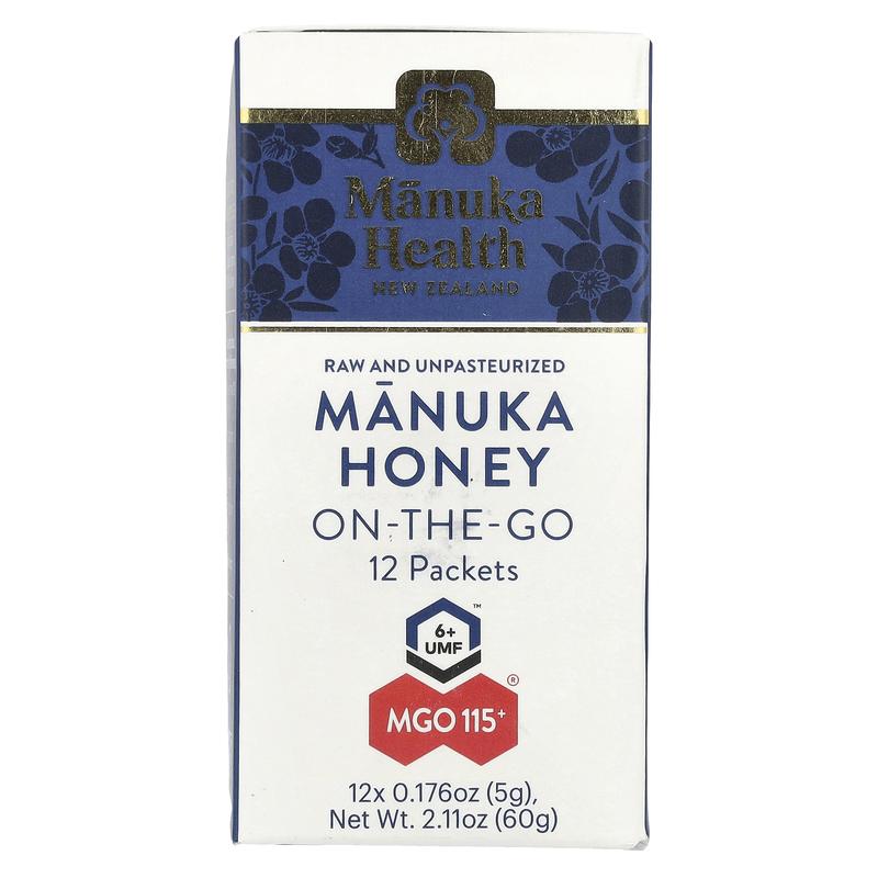 Manuka Health Manuka Honey On-The-Go, UMF 6+, MGO 115+, 12 Packets, 0.176 oz (5 g) Each