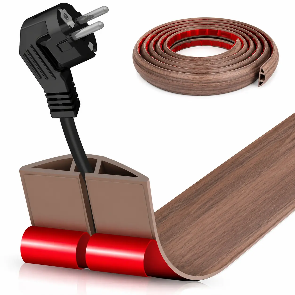 10 Ft Floor Cord Cover, Self Adhesive Cable Protector for Extension Cords, Heavy Duty Floor Cable Raceway & Wire Hider, Cord Organizer to Hide and Protect Wires for Home, Office, Living Room & Bedroom