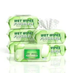 Flushable Wipes for Adult Wet Wipes, Total 480 Unscented Toilet Wipes Flushable, No  &   Based Fibers, Septic and Sewer Safe Pack of 6