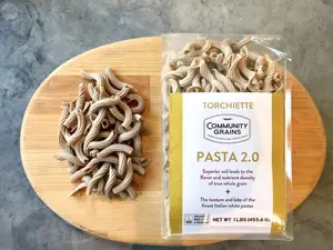 Community Grains Organic Whole Wheat Stone Milled Torchiette Pasta 100% Real Whole Wheat Nutrient Dense Pipe Rigate Shape Ideal for Catching Sauce