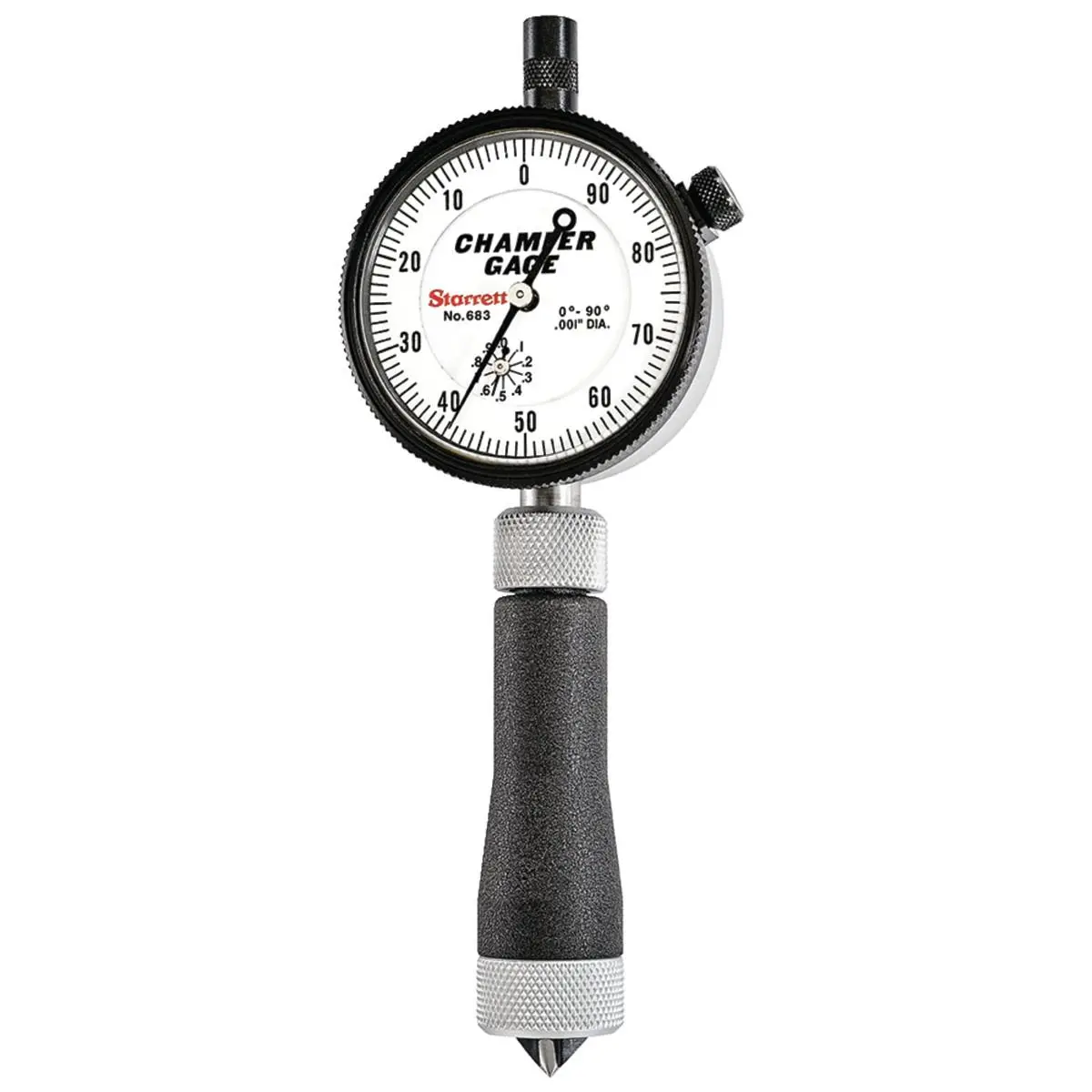 Starrett Internal Chamfer Gage for Sailing Water Sports, Hardened Tool Steel Construction, AGD Design Dial, 0-0.5 in. Range, 0-90 Degree Measurement, 3-Blade Plunger, No Setting Master Necessary, Three-Blade Plunger