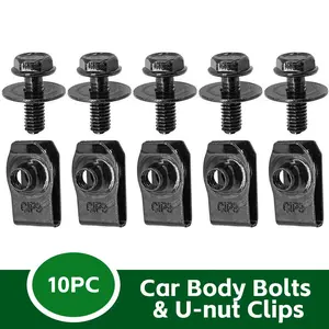 10 Piece Set M6 Car Bolt U-Type Nut Clamp Engine Guard Floor Fixed Screw Essential Repair Kit
