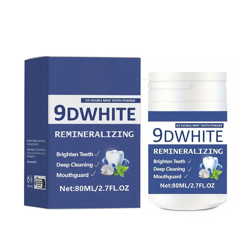 9D White Tooth Powder - Natural Oral Care for Clean Teeth, Gentle Mint, Tooth Strengthening, Essential For Daily Oral Care, Dental Health, Home Supply