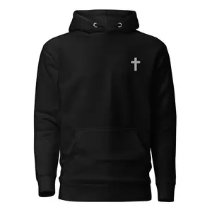 Embroidered Christian cross pullover hoodie unisex