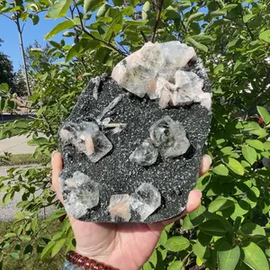 Black Chacedony with Apophylite and Stilbite