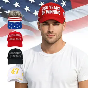 USA Flag Red Baseball Cap 250 YEARS Embroidered, 250th Anniversary USA Flag, Adjustable Snapback, Unisex Patriotic Cap in Red, Dark Patriotic, Red White Blue Wig & White 47 Embroidered Styles for Independence Day, 4th of July & USA 250th Anniversary