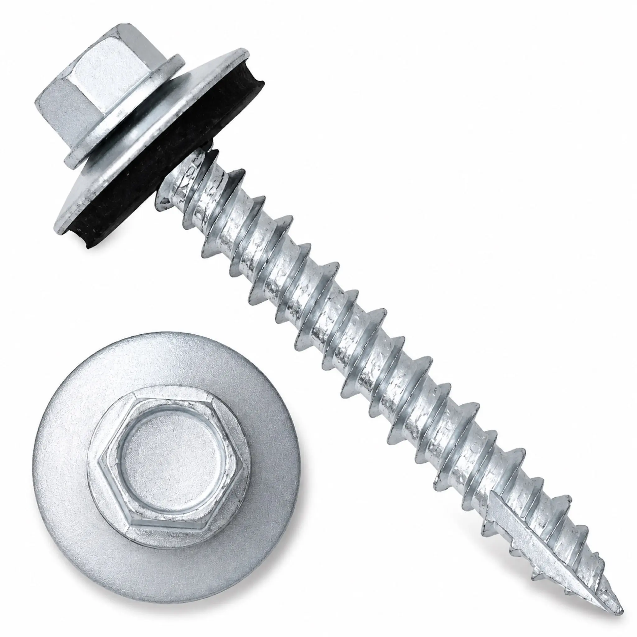 #10 x 1.5” Self Tapping Screws 1/4" Hex Head w/ EDPM Rubber Washer (250/Bag) for Metal Roofing, Metal to Wood