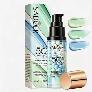 SPF50+ PA++++ SADOER 3 Color Sunscreen Isolation Cream Tone Up Base Oil Control Waterproof Long Lasting Sun Protection Primer For Face