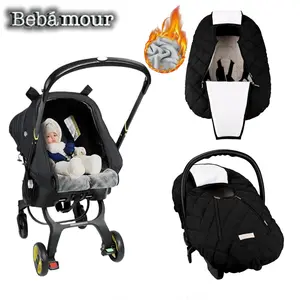 BEBAMOUR Car Seat Cover for Babies Winter Universal Cold Weather Shield Warm Cozy Carseat Covers Black for Strollers Infant Newborn Travel