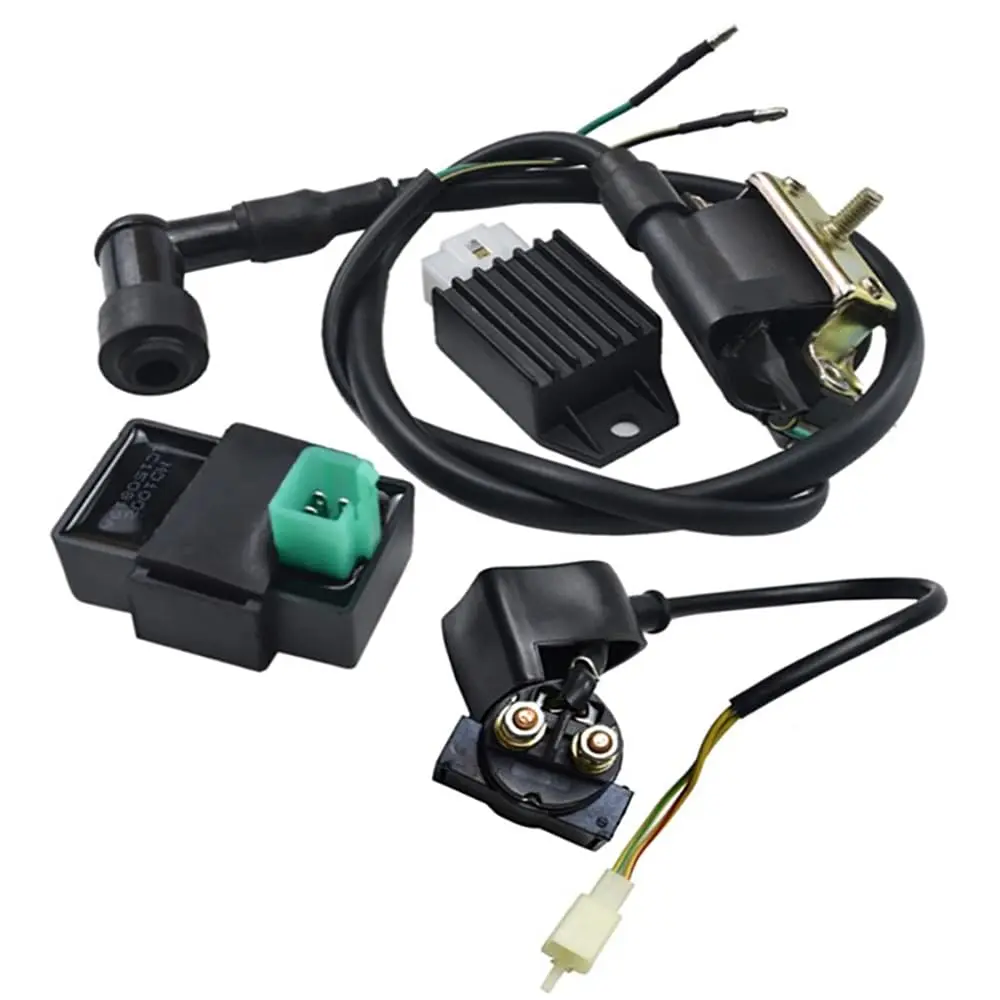 12V Ignition Coil with Rectifier Regulator, CDI Box, Starter Replay Solenoid for 50cc - 140cc ATV UTV Quad Go kart Moped Drift Trike 4 Wheeler Tricycle Pit Dirt Bike SSR SDG Taotao