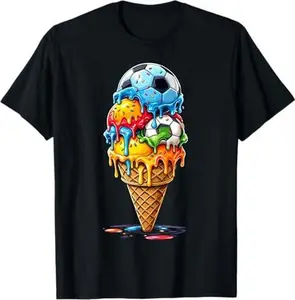 Soccer Drip Boys Girls Ice Cream Drip With Sprinkles Summer T-Shirt