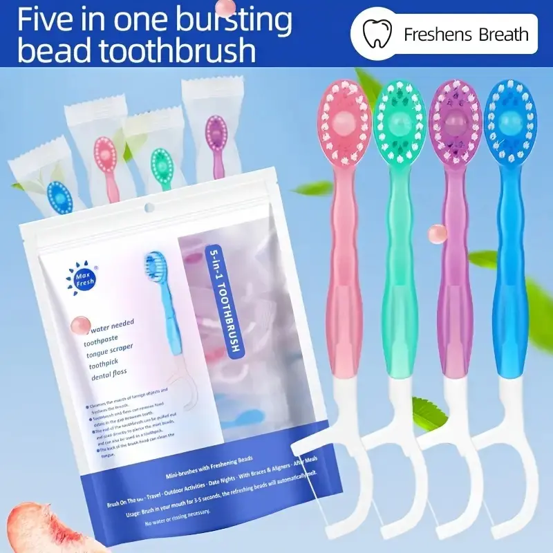 12-Pack Individually Wrapped 4-Flavor Mixed Multi-Purpose Portable Disposable Toothbrushes for Fresh Breath & Effective Teeth Cleaning Toothbrush Set
