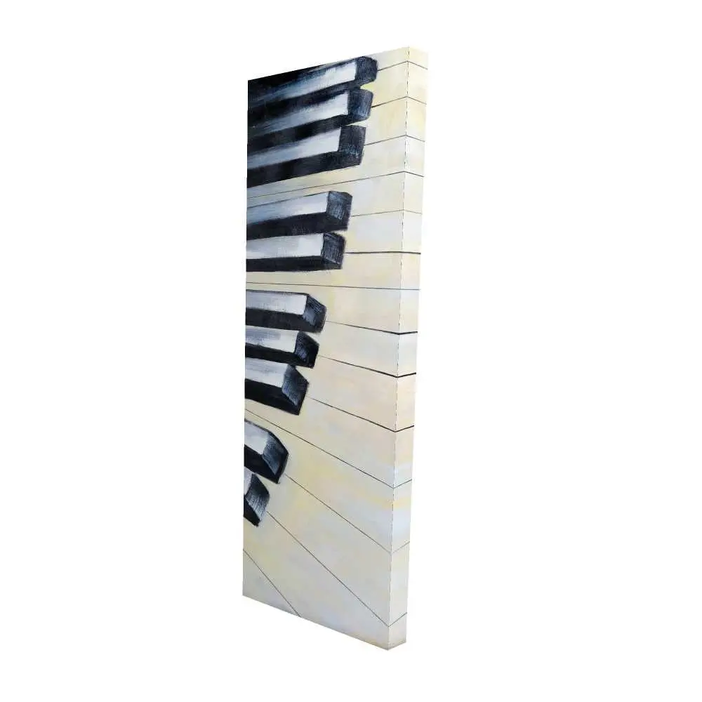 212 MAIN Beige Music Piano Closeup Canvas Print, 20x60 in, Decorative Wall Artwork for Living Room, High-Detail Home Decoration Gift