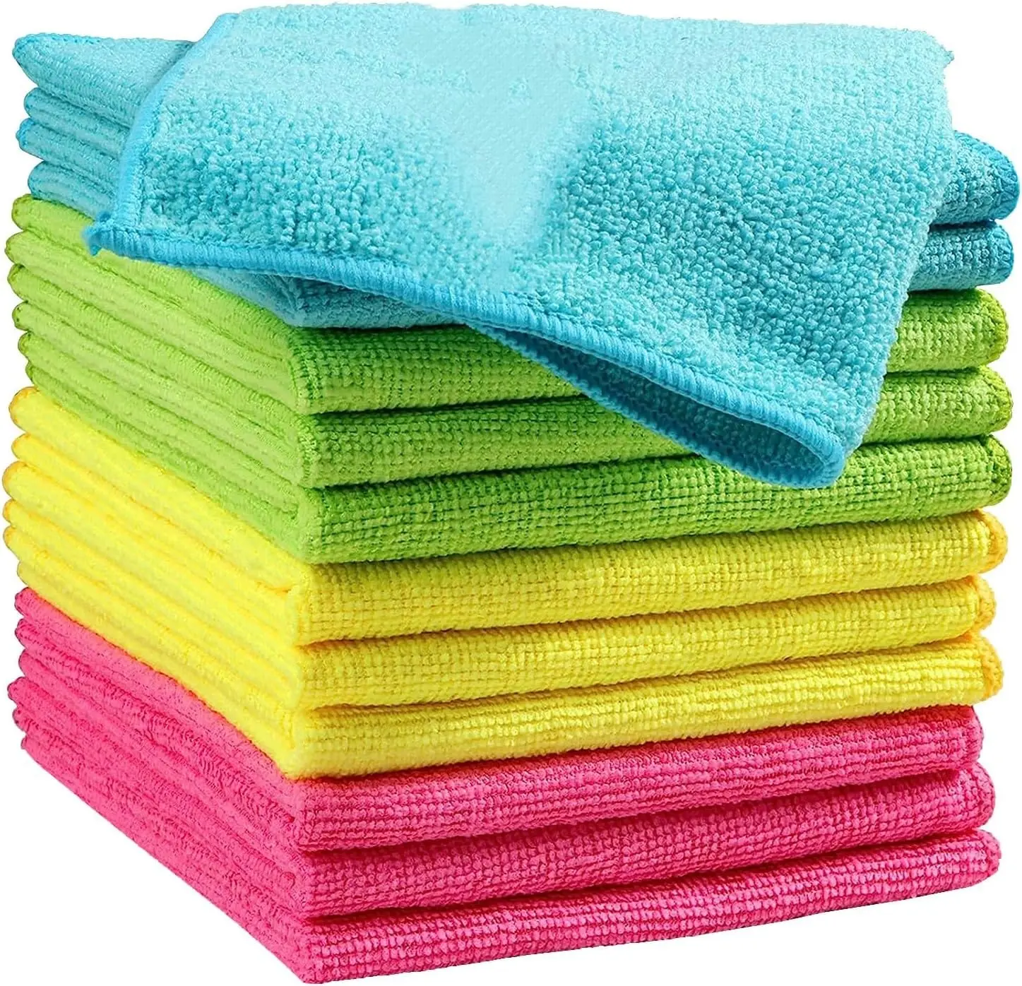 Microfiber Cleaning Cloth,12 Pack Cleaning Rag,Cleaning Towels with 4 Color Assorted,11.5"X11.5"(Green/Blue/Yellow/Pink) micro fiber cloth rough hands