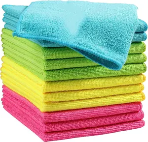 Microfiber Cleaning Cloth,12 Pack Cleaning Rag,Cleaning Towels with 4 Color Assorted,11.5"X11.5"(Green/Blue/Yellow/Pink) micro fiber cloth rough hands