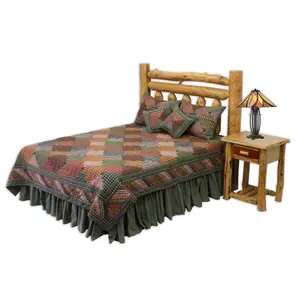 Harvest Log Cabin Queen Quilt 85"W x 95"L | Handcrafted Cotton Quilt with Organic Cotton Fill for Rustic Charm