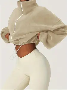 Women's Fall Winter Warm Soft Fleece Zipper Fitted Pullover Sweatshirts, Long Sleeve Basic Homewear, Comfortable Daily Wear, Ideal for Cold Weather