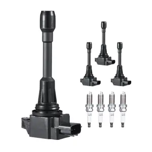 Summervibes VEVOR Ignition Coil Pack and Spark Plugs, Set of 4, Compatible with Nissan Altima Versa Sentra Cube Rogue NV200 2.5L 2.0L 1.8L 1.6L L4, Replacement for 22448ED000 22448JA00A 22448JA00C 22448-JA00A