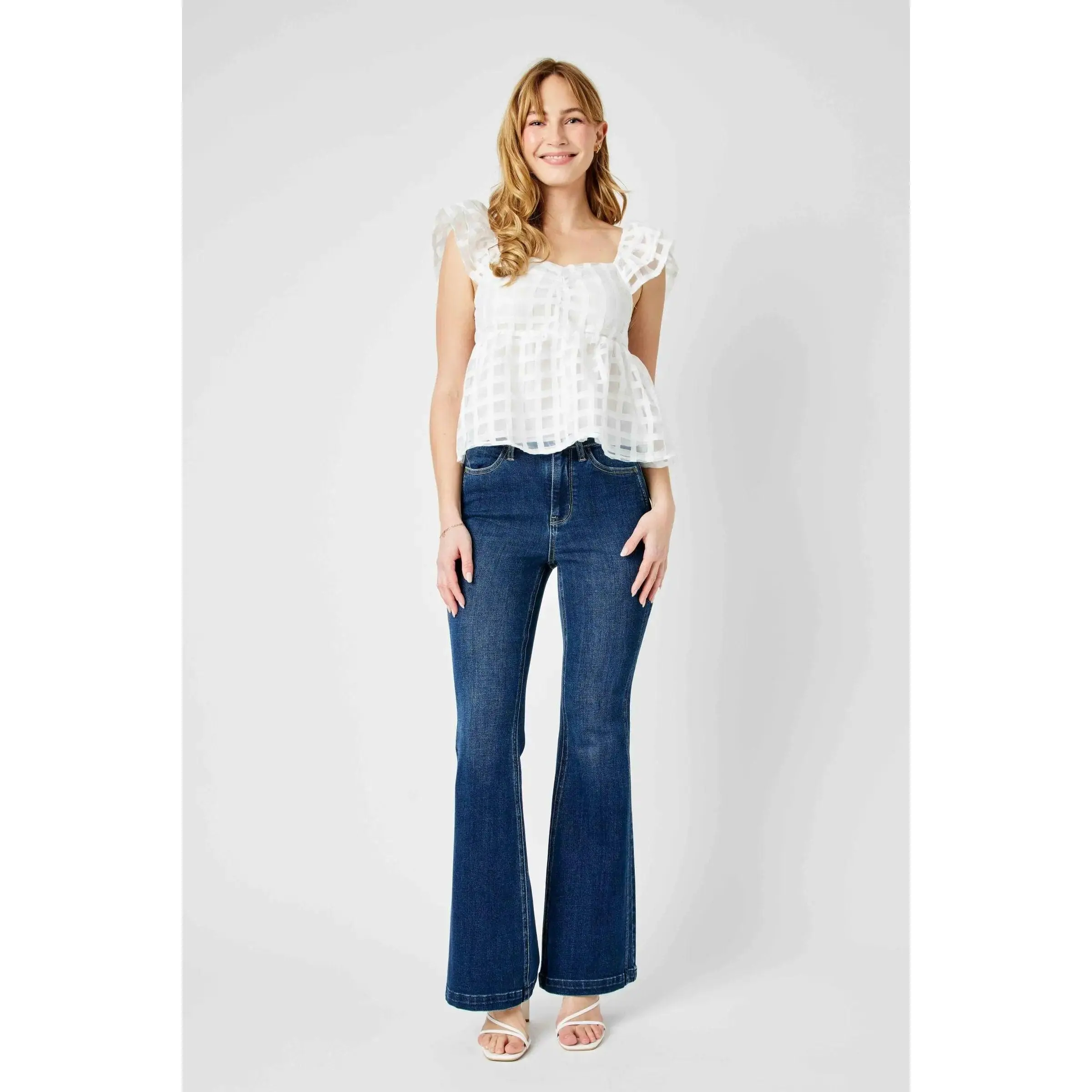 Judy Blue High Waist Angled Side Seam Detail Flare Denim Jeans