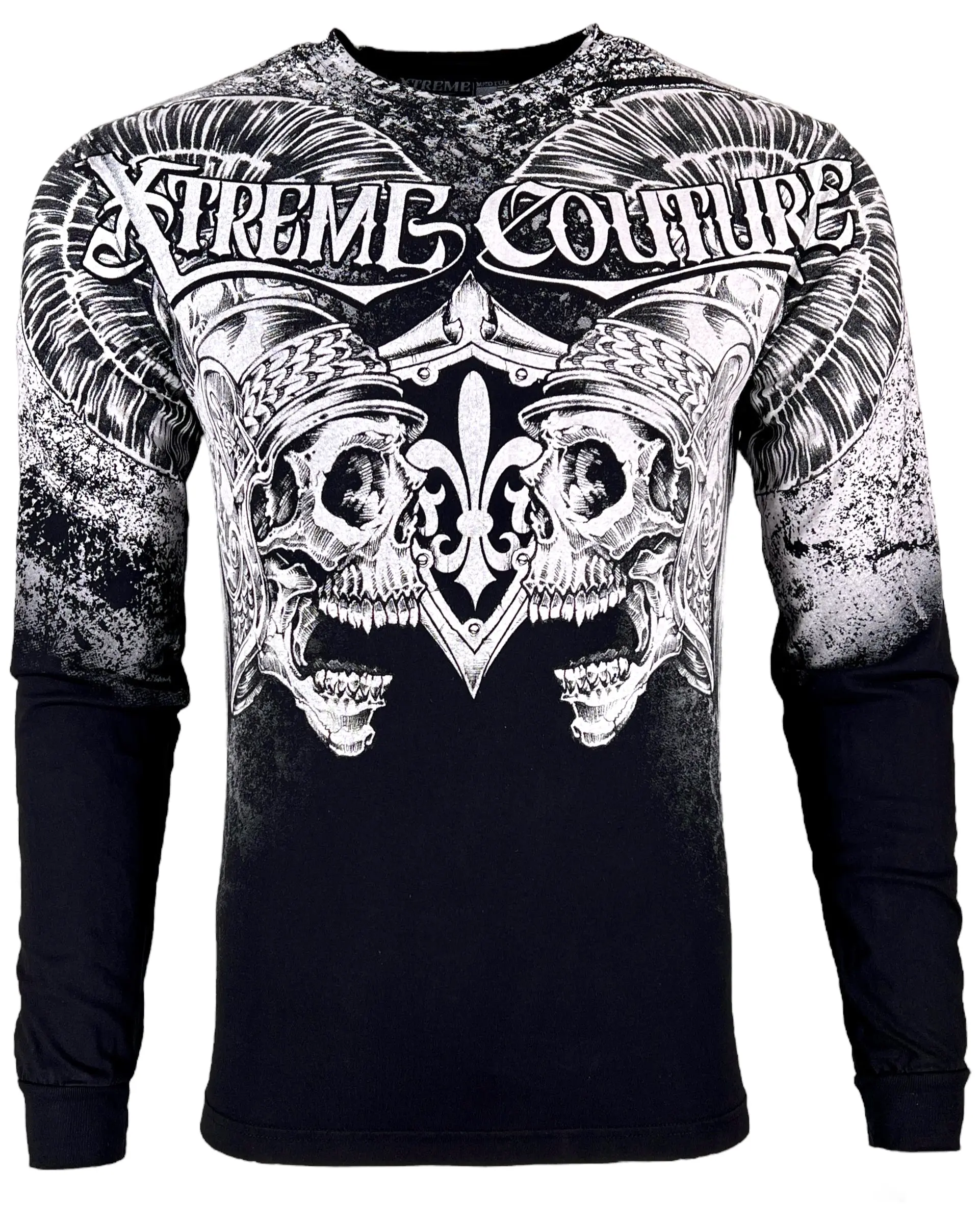 Xtreme Couture By Affliction Men's Graphic Long Sleeve Cotton Crewneck T-shirt - Hector, Casual Menswear Top, Check Sizing Chart