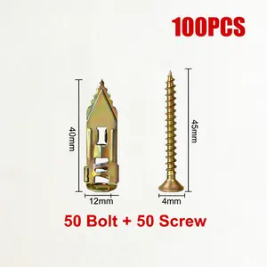 50PCS Self-Drilling Drywall Anchors Kit, No Drill Needed Easy Install Wall Anchor Set with 25 Carbon Steel Anchors and 25 Zinc Screws for Gypsum Board, Shelves, TV Brackets, Picture Frames, Home & Office
