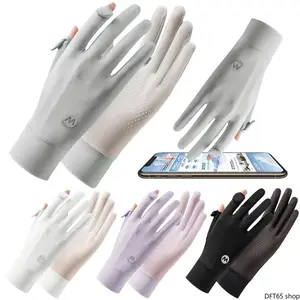 Unisex UPF50+ Sun Protection Gloves for Cycling and Driving, Breathable Ice Silk Nylon Gloves with Touchscreen and Non-Slip Grip Design