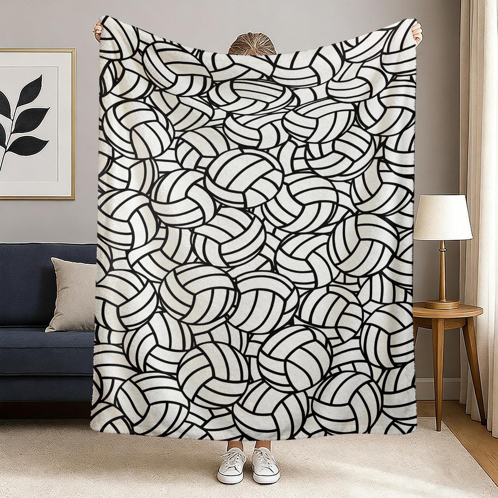 Volleyball Pattern Warm Blanket for Outdoor Sports and Leisure Soft Comfortable Ideal for Sports Enthusiasts and Fans Perfect Christmas or New Year Gift，baseball lover lightweight comfort sofa bed office travel