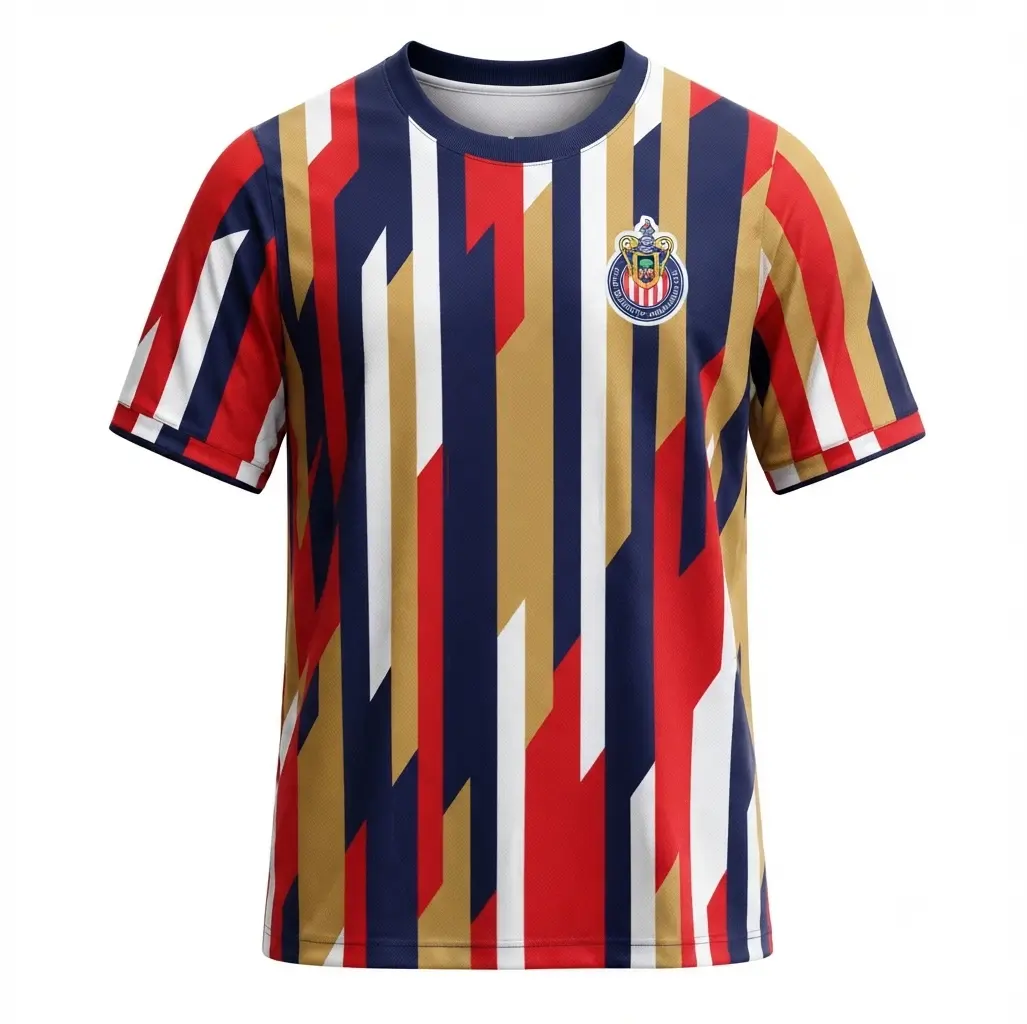 Chivas Guadalajara 2026-2027 Pre Match 3D Soccer Jersey, Geometric Stripe Football Shirt, Liga MX Unisex Fan Apparel