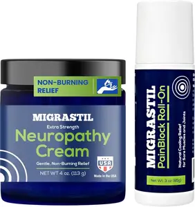 Migrastil Extra Strength Neuropathy Cream & PainBlock Roll-On Bundle