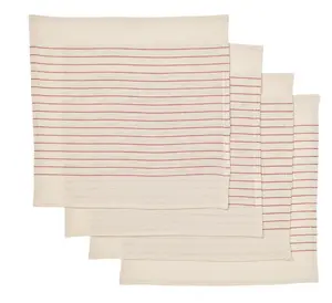 VIPPSTARR Cloth Napkins Set of 4 - Red Stripe Pattern 100% Unbleached Cotton 12x12" Eco-Friendly Table Linens Reusable & Durable for Everyday Use & Festive Gatherings