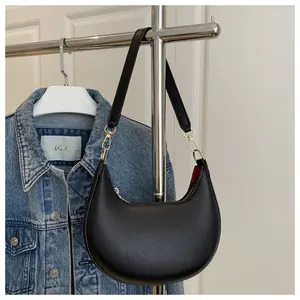 Women's Leather Shoulder Handbag Top Handle Crescent Bag Underarm Purse with Zipper Closure for Everyday Use Versatile Stylish & Secure