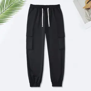 Men’s cargo jogger pants | Elastic drawstring waistband, multi-pocket design, lightweight stretch fabric, solid-color tapered joggers with a street style—balances trend and comfort, suitable for everyday wear and workouts.