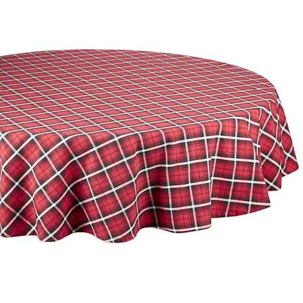Design Imports Glad Tidings Plaid Tablecloth 70" Round