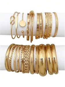 Minimalist Layered Bracelet Set 25 Piece Fashion Stacking Bangle Jewelry Set Ideal Gift For Women