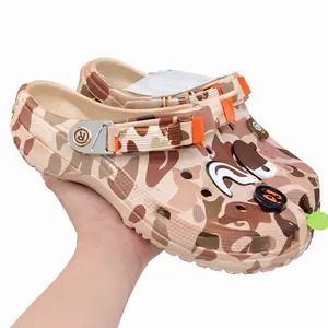 Brown Graphic Camo Clogs - Limited Edition Streetwear-Style Monkey Clogs Casual Slip-On Sandals