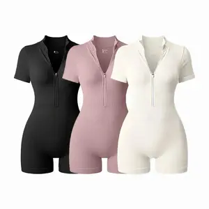 gymoutfitYogaJumpsuitSummerShortSleeveZipperSportsWearGymFitnessSportsBodysuitsWomenRunningYogaFitnessSuitma929activewearnurseuniformladystreetwearshortlapelsuitomkagisetssetquemandajumpsuitbibshortallsshortsleevel