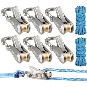 8-Piece Rope Set with Wheel Tightener, Locking Buckle, Rope Carabiner, Ideal for Camping, Boating, Outdoor Activities, Tie-Down Gear