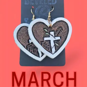 Hand tooled leather earrings- stand alone earring of the month club earrings.