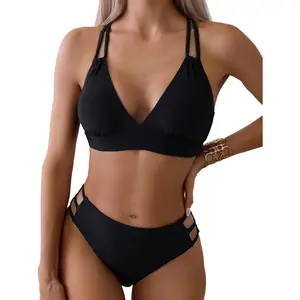 Cross Back Bikini Sets Swimwear Women Backless 2 Piece Sexy Beach Vacation Outfit
