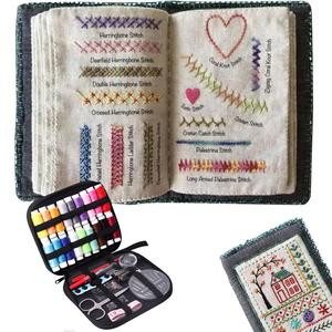 Portable All-Scenario Embroidery Stitch Book + Professional Sewing Kit | Includes 18-Colored Threads, Scissors, Seam Ripper, Measuring Tape, Needles & More Sewing Essentials – 86PCS Complete Set for Beginners & Enthusiasts, Portable & Travel-Friendly