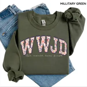 WWJD Sweatshirt, Christian Faith Sweatshirt, Religious Gift, For Men/Women -Unisex Style, 100% Cotton, Pullover Christian unisex