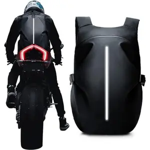 Motorcycle Helmet Backpack Riding Water-Repellent Reflective Basketball Sports Bag Large Capacity Backpack Sleek Style + Enhanced Safety For Evening Rides & Outdoor Trips Night Reflective Strip Boost Evening Ride Safety