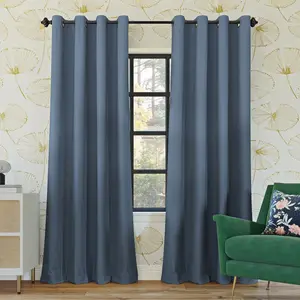52"x84" Sun Zero Blackout Oslo Theater Grade Grommet Curtain Panel Denim Blue: Modern, Energy Efficient, Noise Reduction