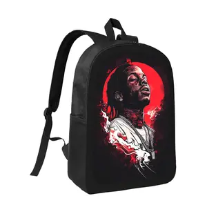 Lil Durk Rapper Legend Backpack - Lightweight Large Capacity School Bag with Adjustable Shoulder Straps, Zipper Closure, Red Graphic Print - Durable Bookbag for Teens, College, Concerts - Unisex Backpack for Boys & Girls, Concert Essentials, Urban Style,