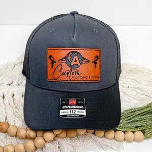 Custom Bulk Hats Richardson 112 Trucker Hat Leather Patch Company Hats Corporate Gifts Engraved Faux Leather Patch Custom Logo Business Hats