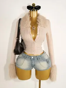 CONVERTIBLE Women's Solid Color Patchwork Fuzzy Long Sleeve Single