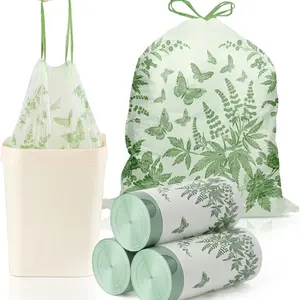 30 Pcs Butterfly Printed & Sweet Wormwood Scented Drawstring Garbage Bags, Tear Resistant 8 Gallon Trash Can Liners for Home Office Use