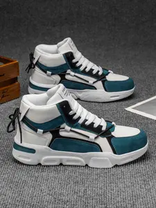 Men's Fashionable Colorblock Patchwork Lace Up High Top, Casual Comfortable Sports Shoes for Outdoor Activities, Trendy All-match Sneakers for Daily Wear, Casual Lifestyle Sneaker