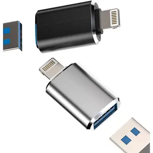 OTG Adapter Lightning Male to USB Female Dongle(2Pack)for 14 13 11 12 Pro Max Xr X Xs 8 7 Se Plus for iPad Air Camera Card Reader USB Flash Drive  Keyboard Hub MIDI Piano Converter U Disk