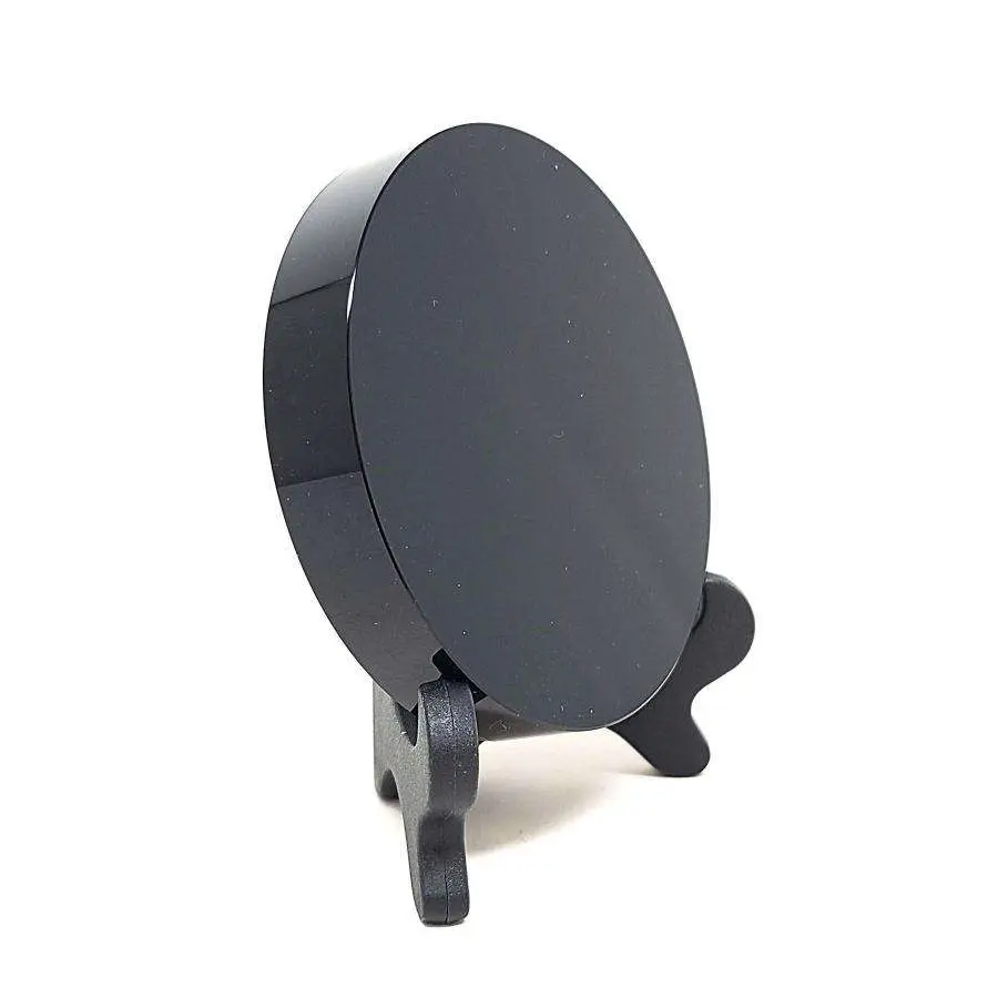 8cm Natural Obsidian Round Stone Scrying Glass, Portable Divination Aid with Display Stand for Intuitive Work, Altar Use